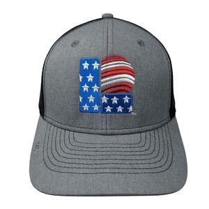 American Flag Lewis Corporation Snapback Trucker Hat Gray OSFA Patriotic MAX